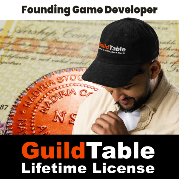 Founding Game Developer Lifetime License with Embroidered GuildTable Vintage Corduroy Cap